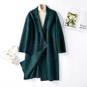 丁摩 秋冬双面羊绒羊毛高端赫本风宽松羊毛外套大衣Q122055