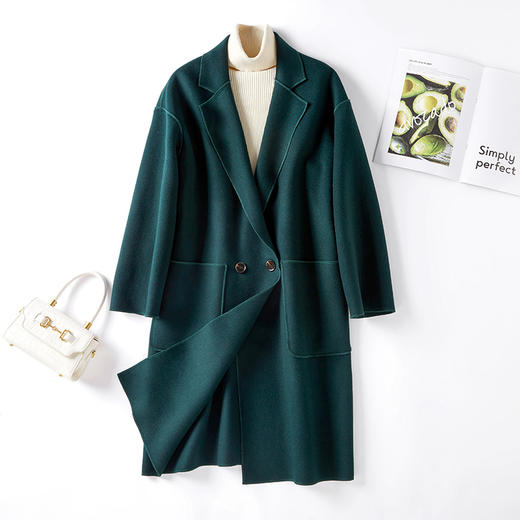 丁摩 秋冬双面羊绒羊毛高端赫本风宽松羊毛外套大衣Q122055 商品图0