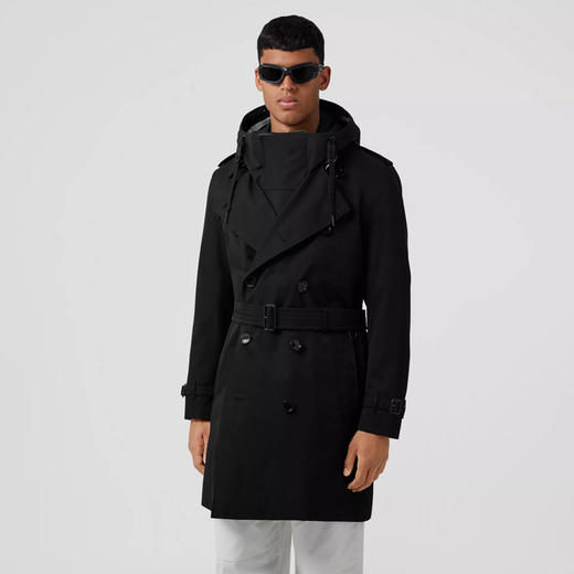 BURBERRY 巴宝莉 男士肯辛顿版型 – 中长款 Heritage Trench 风衣 黑色 8058330 A1189 商品图1
