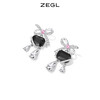 ZEGL设计师宴会系列蝴蝶结黑色耳环女复古耳钉925银针秋冬耳饰品 商品缩略图1