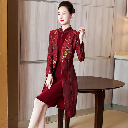 LC-2301礼服风衣套装高贵喜婆婆丈母娘婚宴礼服两件套连衣裙 商品图3