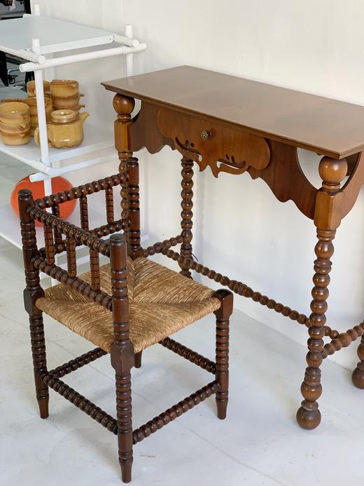 法国1930s古董角椅 手工雕刻B0132 藤编座面 商品图5