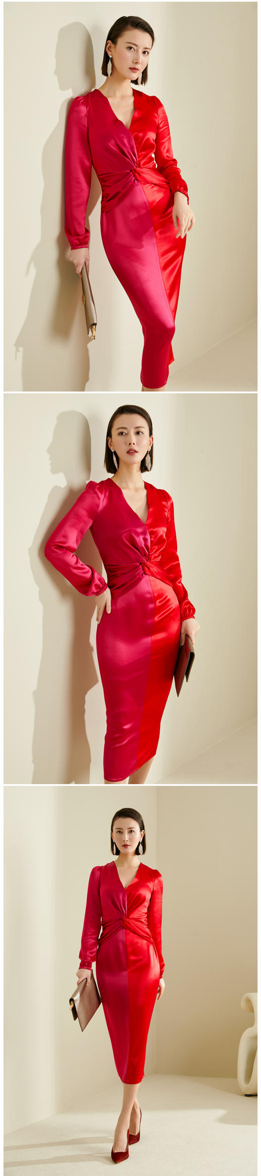 “双面情人”JG184163T1XC颈袖添香季新款气质收腰显瘦包臀时尚修身女士中长款连衣裙 商品图5