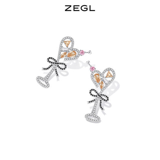 ZEGL设计师宴会系列爱心蝴蝶结耳环女小众设计感耳钉银针秋冬耳饰 商品图1