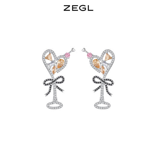 ZEGL设计师宴会系列爱心蝴蝶结耳环女小众设计感耳钉银针秋冬耳饰 商品图0