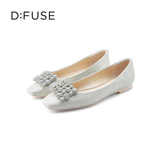 D:FUSE/迪芙斯2023春季新款羊皮方头花形饰扣平底单鞋女DF31111025 商品图8