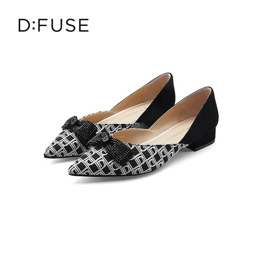 D:FUSE/迪芙斯春季新品尖头蝴蝶夹平底单鞋拼接简约DF31111011 商品图8