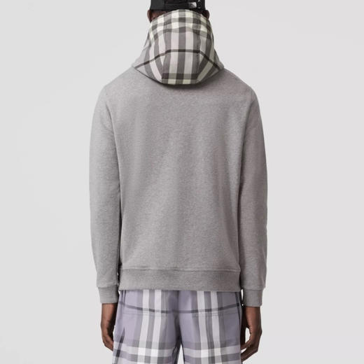BURBERRY 巴宝莉 男士格纹连帽棉质长袖连帽卫衣 灰色 8057010 A2142 商品图2