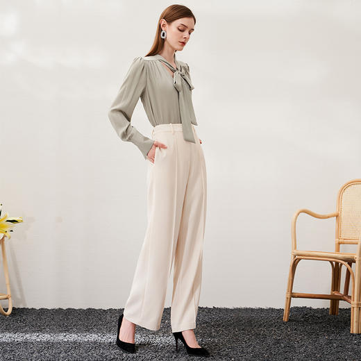 EITIE爱特爱春季新款通勤百搭高腰显瘦直筒职业裤子6905609 商品图3