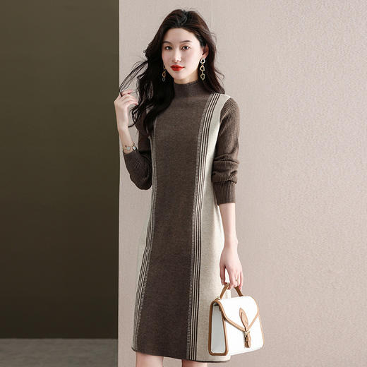 直筒针织连衣裙，显瘦百搭韩版毛衣裙CC-XYY996 商品图3