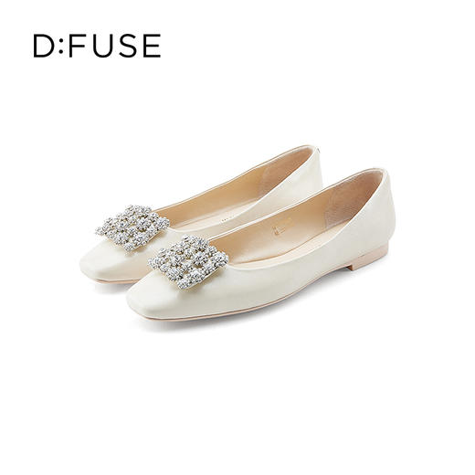 D:FUSE/迪芙斯2023春季新款羊皮方头花形饰扣平底单鞋女DF31111025 商品图3