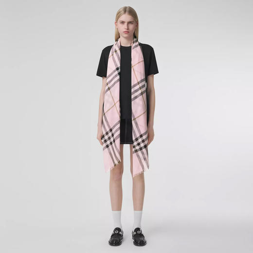 BURBERRY 巴宝莉 男女同款格纹丝毛混纺轻盈围巾 格子 8049340 B1017 商品图2