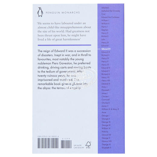 【中商原版】Edward II (Penguin Monarchs): The Terrors of Kingship 英国君王史（便携版）：爱德华二世 企鹅兰登封面展 商品图1