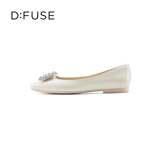 D:FUSE/迪芙斯2023春季新款羊皮方头花形饰扣平底单鞋女DF31111025 商品图2