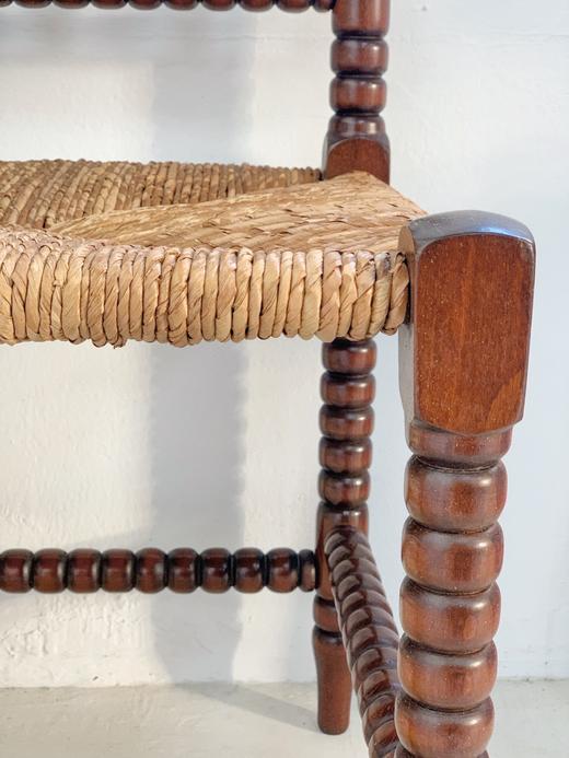 法国1930s古董角椅 手工雕刻B0132 藤编座面 商品图3