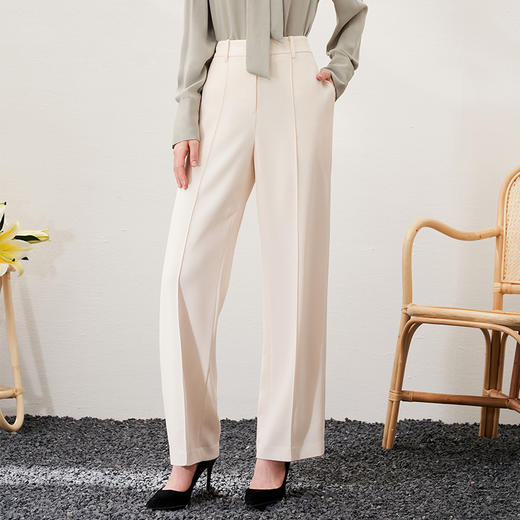 EITIE爱特爱春季新款通勤百搭高腰显瘦直筒职业裤子6905609 商品图2