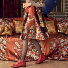 【伯妮斯茵】文艺复古印花半裙--读书的卡美伊--《画尽世界光影，只为挚爱的女人》6B6621