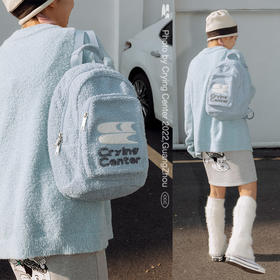 CryingCenter 毛毛熊书包 刺绣Logo羊羔毛双肩背包 哭喊中心