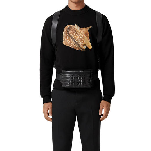 BURBERRY 巴宝莉 男士小鹿图案印花棉质长袖运动卫衣 黑色 8056313 A1189 商品图3