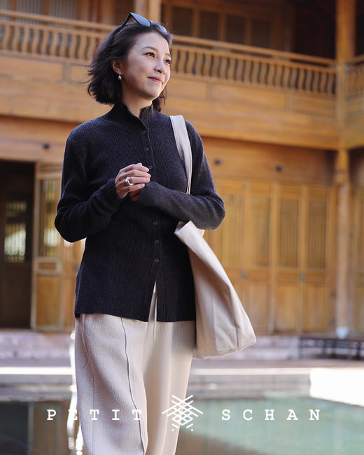 PETIT SCHAN小闪 CLO#175 hourglass 沙漏 秋冬高端针织系列立领罗纹修身款针织开衫 商品图1