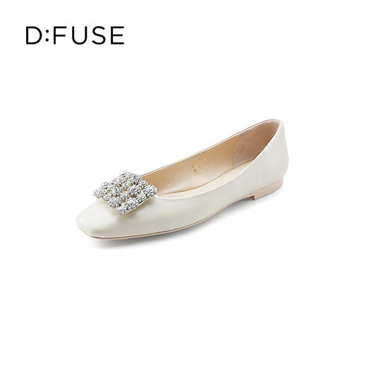 D:FUSE/迪芙斯2023春季新款羊皮方头花形饰扣平底单鞋女DF31111025 商品图1