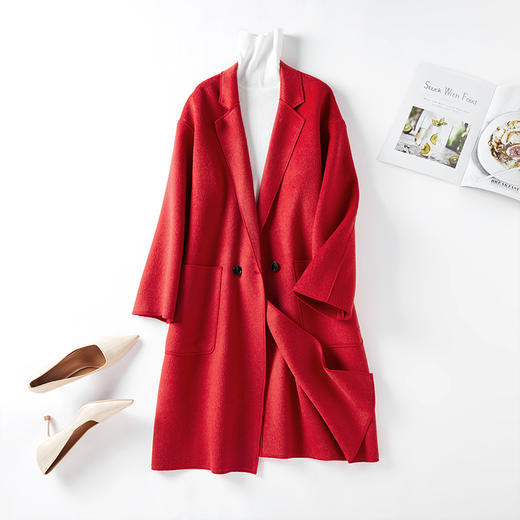 丁摩 秋冬双面羊绒羊毛高端赫本风宽松羊毛外套大衣Q122055 商品图1