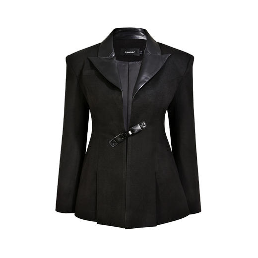 NUTH“征象背后”｜黑色拼皮西装收腰修身设计西装外套 商品图5