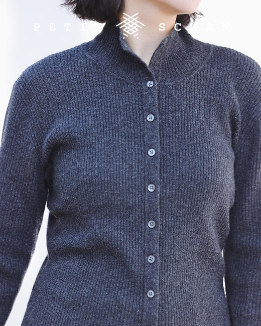 PETIT SCHAN小闪 CLO#175 hourglass 沙漏 秋冬高端针织系列立领罗纹修身款针织开衫 商品图0