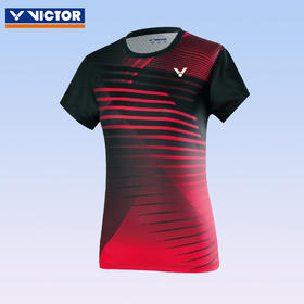 威克多VICTOR 羽毛球服 女款T恤T-01001TD C黑色  短袖T恤 速干系列