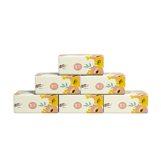 清风繁花系列3层100抽6连包软抽纸 商品图0