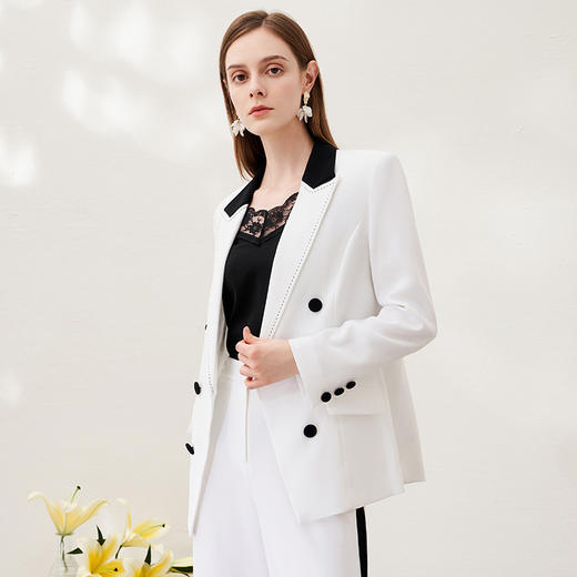 EITIE爱特爱春季新款时尚职业通勤百搭显瘦干练西装外套女6903606 商品图1