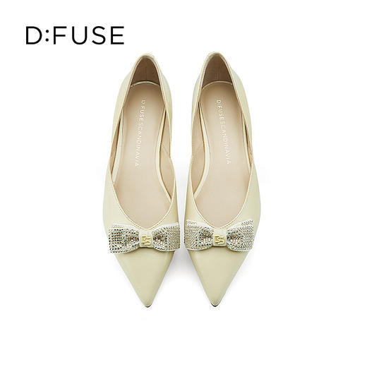 D:FUSE/迪芙斯春季新品尖头蝴蝶夹平底单鞋拼接简约DF31111011 商品图11