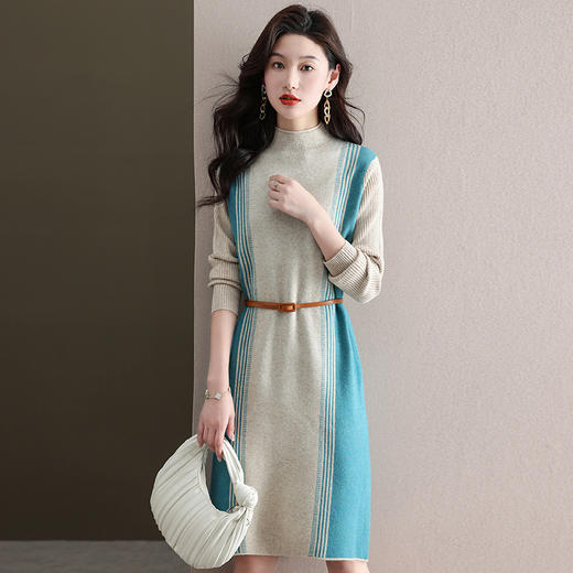 直筒针织连衣裙，显瘦百搭韩版毛衣裙CC-XYY996 商品图1