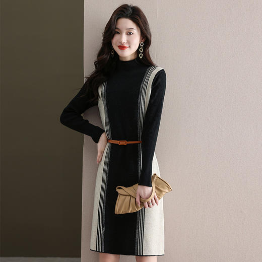 直筒针织连衣裙，显瘦百搭韩版毛衣裙CC-XYY996 商品图2