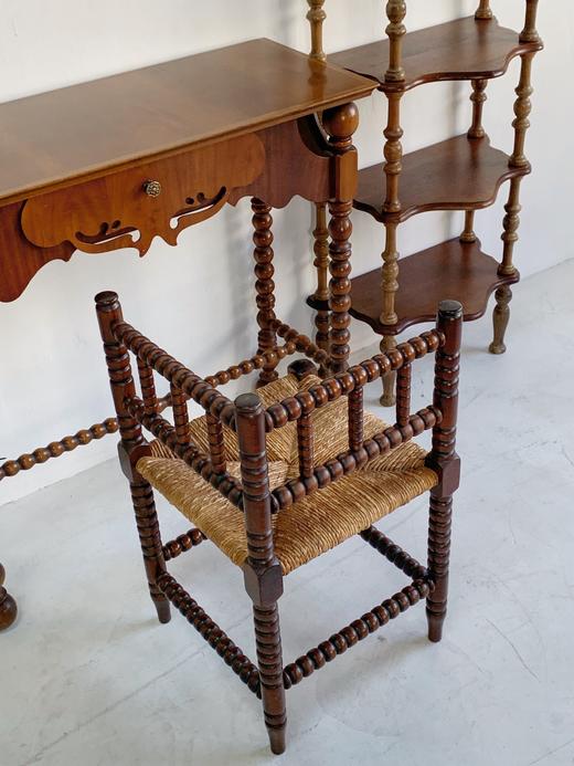 法国1930s古董角椅 手工雕刻B0132 藤编座面 商品图6