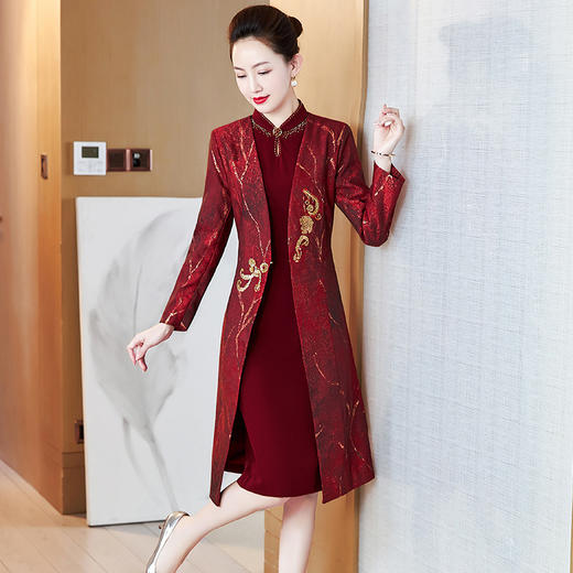 LC-2301礼服风衣套装高贵喜婆婆丈母娘婚宴礼服两件套连衣裙 商品图2