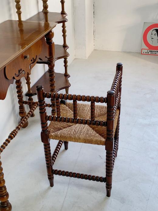法国1930s古董角椅 手工雕刻B0132 藤编座面 商品图7