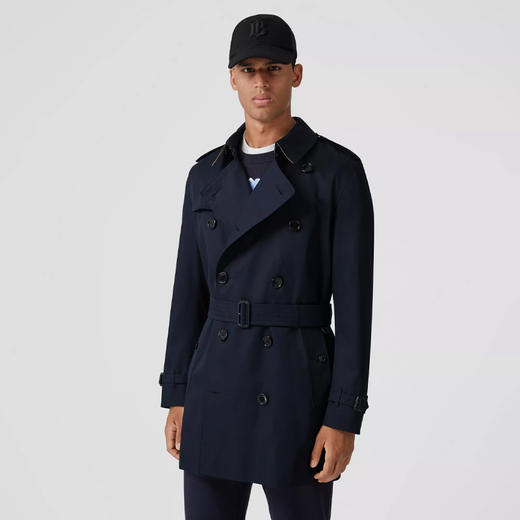 BURBERRY 巴宝莉 男士肯辛顿版型短款 Heritage Trench 风衣 深蓝色 8058198 B1488 商品图1