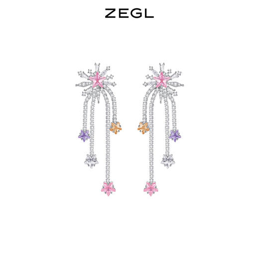 ZEGL设计师宴会系列烟花流苏耳环女小众设计感高级耳钉银针耳饰品 商品图0
