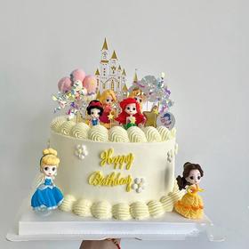 复古裱花Q版公主儿童生日蛋糕