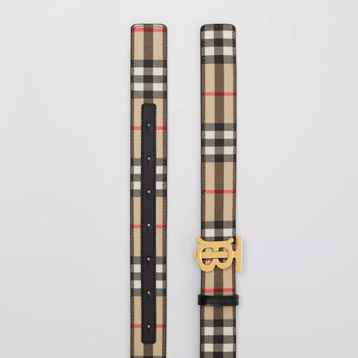 BURBERRY 巴宝莉 女士双面两用 Vintage 格纹拼皮革 TB 腰带 格子 8052482 A1189 商品图3