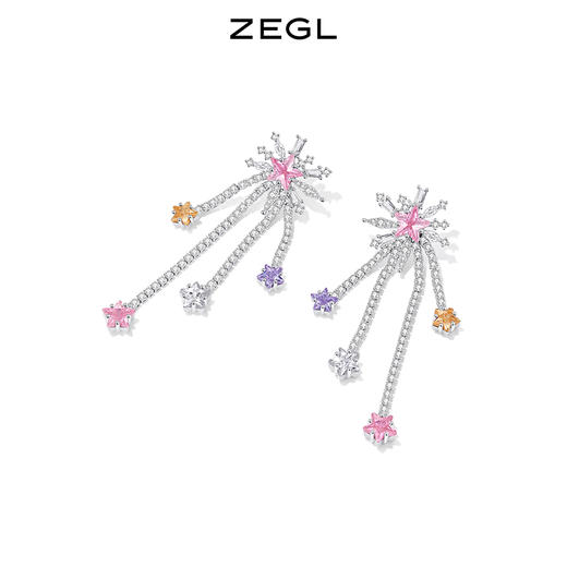 ZEGL设计师宴会系列烟花流苏耳环女小众设计感高级耳钉银针耳饰品 商品图1
