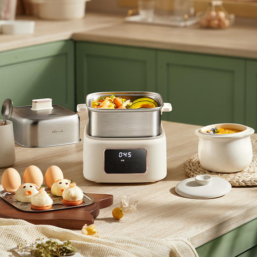 【小程序】小熊煮蛋器(早餐机) 多功能蒸炖锅 ZDQ-C06H1-P01 米黄色 上蒸下炖 商品图3