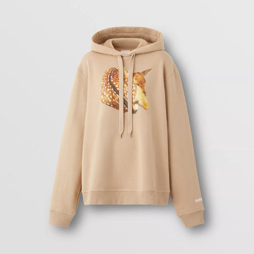 BURBERRY 巴宝莉 女士小鹿印花宽松棉质连帽卫衣 卡其色 8056052 A7405 商品图0