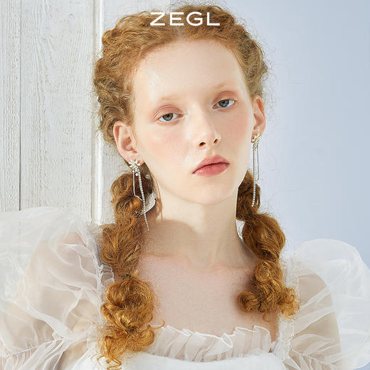 ZEGL设计师冬日花语系列花朵流苏耳环女高级感长款耳钉银针耳饰品 商品图6