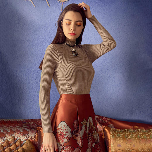 【伯妮斯茵】时尚气质修身半高领针织衫 6E6622 商品图0