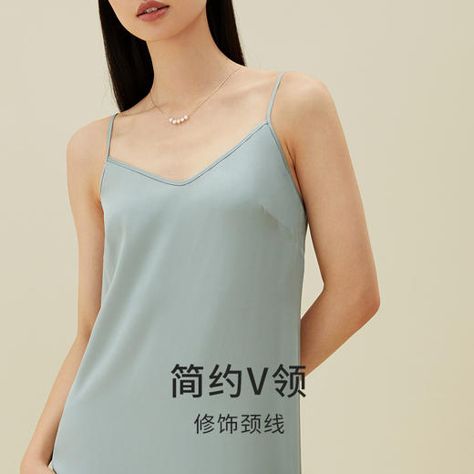 金三塔19姆米重磅桑蚕丝弹力双乔宽松时尚慵懒吊带开衩长裙睡裙   YSFDA305 商品图2