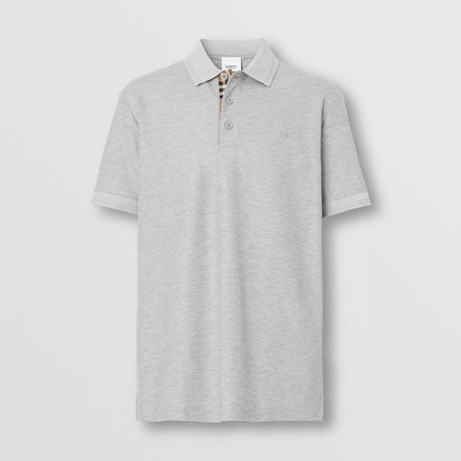 【三】BURBERRY 巴宝莉 男士TB专属标识图案珠地网眼布棉质短袖 Polo 衫 灰色 8052966 A2142 商品图0