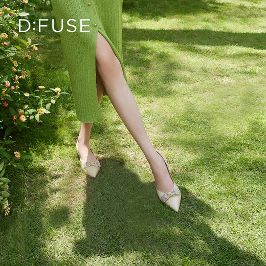 D:FUSE/迪芙斯春季新品尖头蝴蝶夹平底单鞋拼接简约DF31111011 商品图12