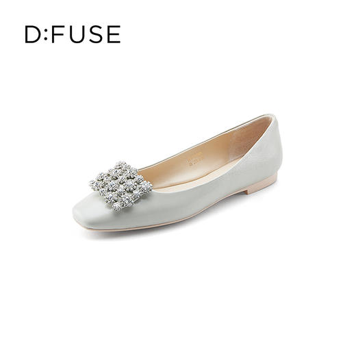 D:FUSE/迪芙斯2023春季新款羊皮方头花形饰扣平底单鞋女DF31111025 商品图7